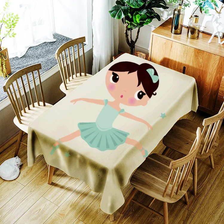 

Cute girl printing pattern washable decorative household waterproof tablecloth