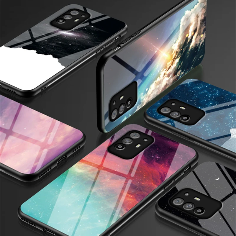 

Starry Star Tempered Glass Case For OPPO A94 5G Case Hard Glass PC Back Cover For OPPO A94 4G Shockproof
