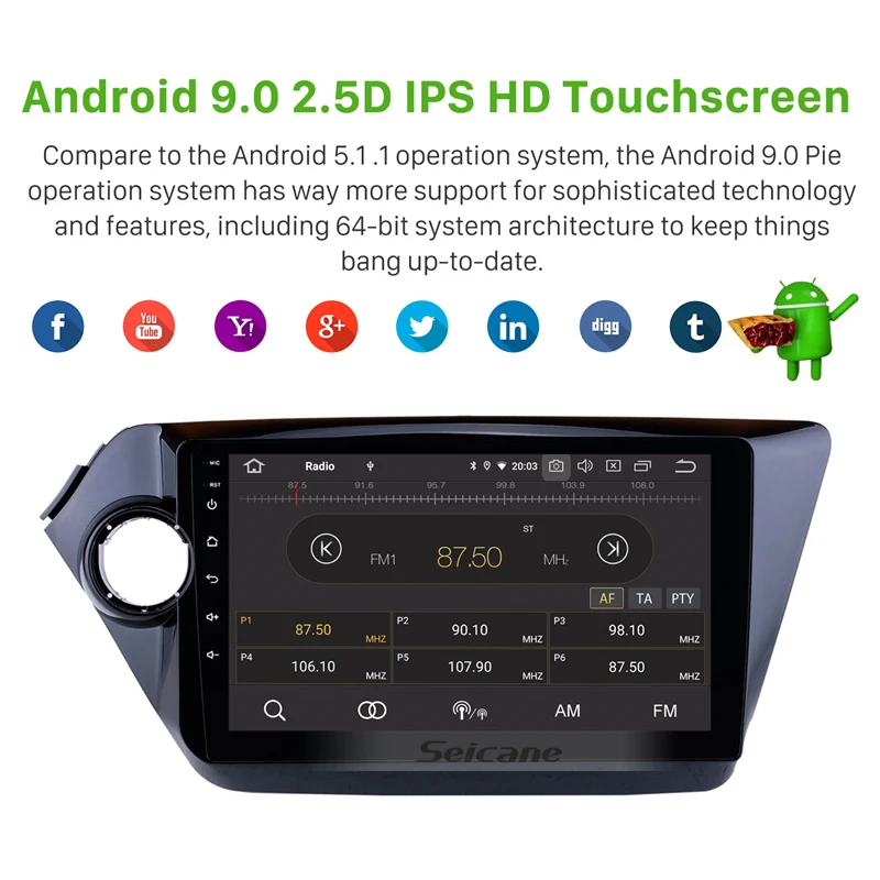 Seicane Автомобильный GPS мультимедийный плеер для KIA K2 RIO 2012 2013 2014 2015 радио 9 &quotAndroid9.0