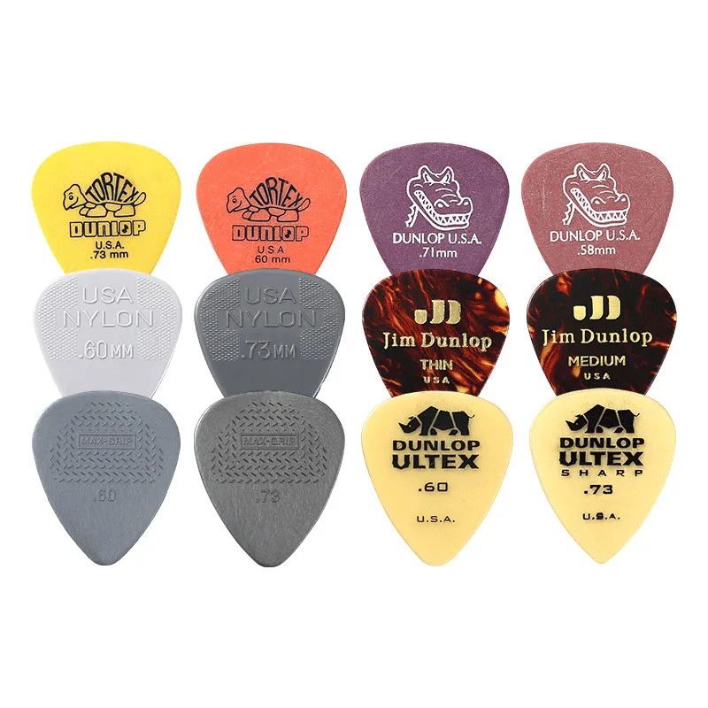 12 teilesatz original dunlop neue akustische gitarre picks plektrum nylon celluloid elektro glatte gitarre pick zubehör free global shipping