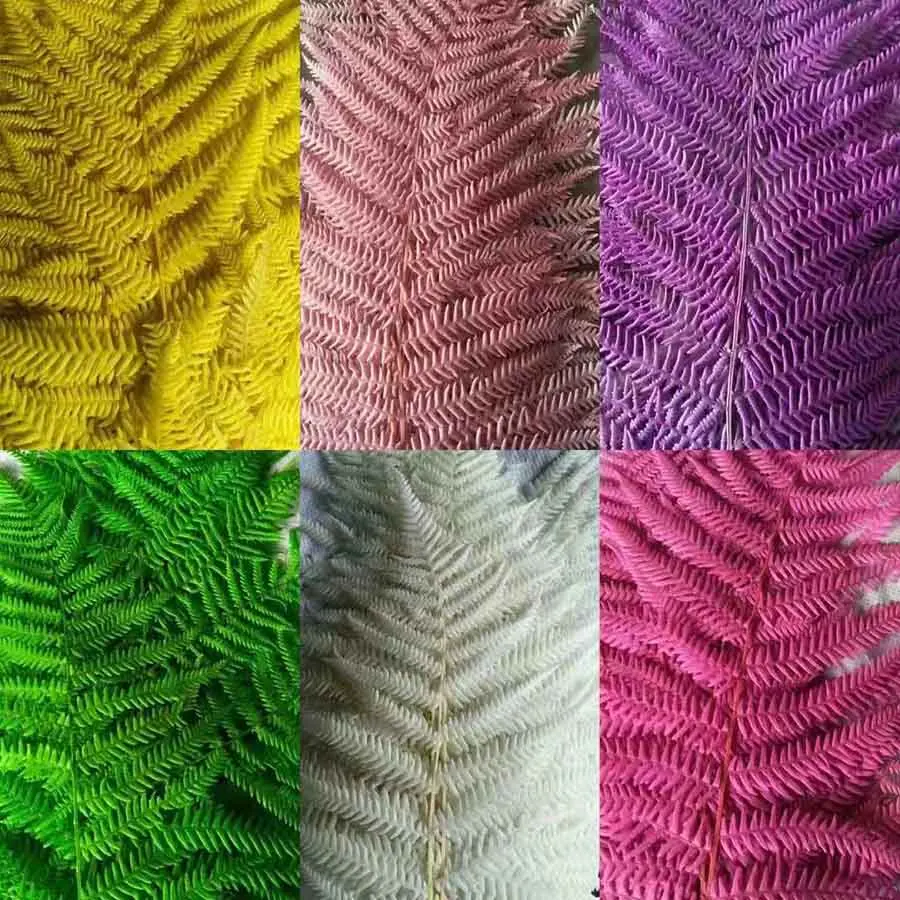

10pcs Preserved Green/Blue/Yellow/White/Pink Fern Leaf Leaves For Bouquet Wreath Garland Making Material Accessory Craft DIY