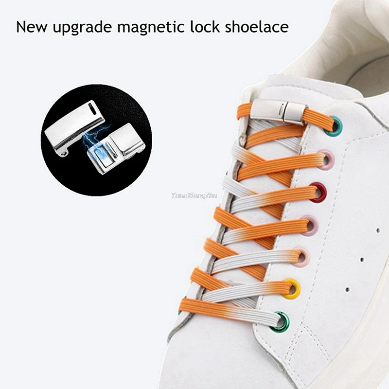 

Colorblock Elastic No tie Shoelaces Magnetic Lock Shoe laces Sneakers for Shoelace Kids Adult Lazy Laces One Size Fits All Shoes