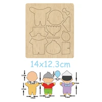 wooden mold puzzle stitching boy doll xmas cutting wood dies for diy keychainsschoolbagbroochclothing accessories 2020 new