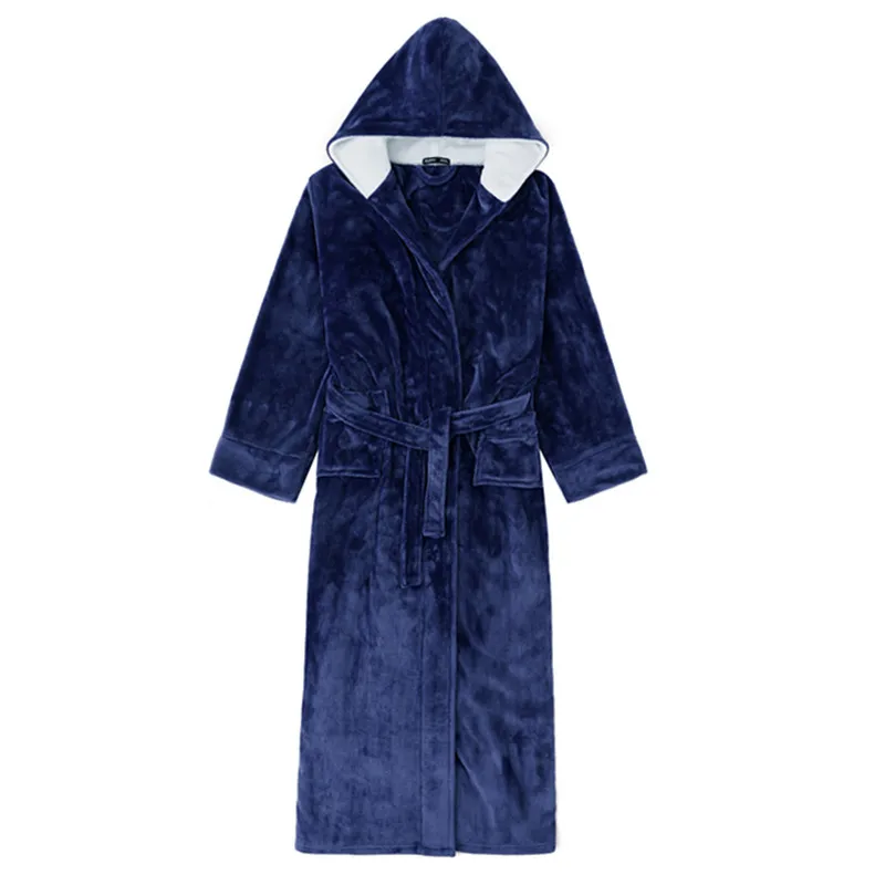 

Sexy Couple Hooded Winter Robe Warm Kimono Gown Nightdress Casual Bathrobe Gown Nightwear Homewear Loose Coral Fleece Sleepwear