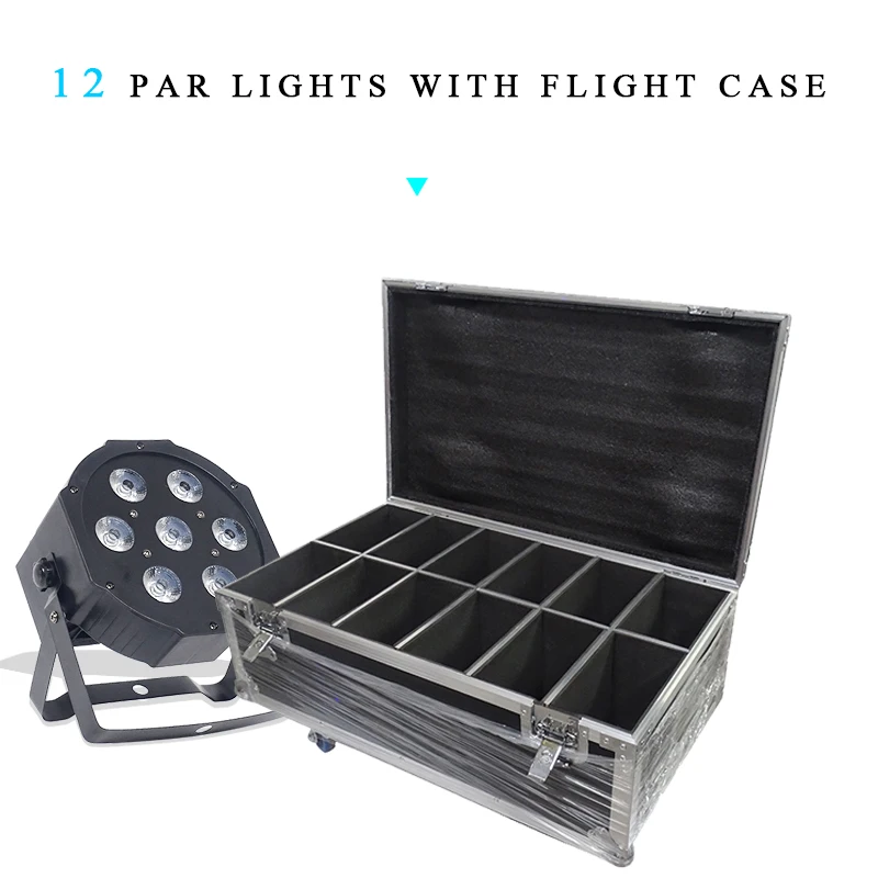 

12 шт. 7x12 Вт led Par огни RGBW 4в1 плоский par led с 12 в 1 чехол для полета dmx512 Дискотека профессиональный сценический dj оборудование