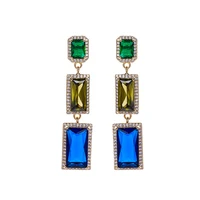 french fashion wedding jewelry for ladies brand designer geometric square dangle women trend zircon long earrings