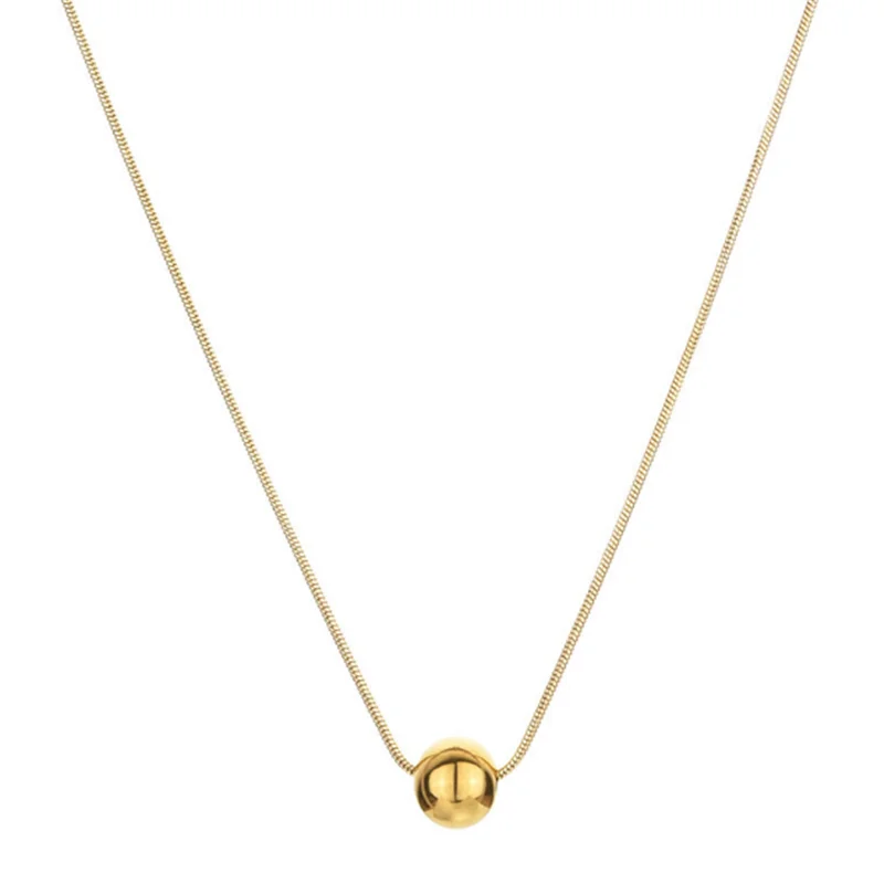 

2022 New Fashion Women Simple Small Beads Pendant Clavicle Chain Necklace Women Sexy Party Stainless Steel Necklace Jewerly