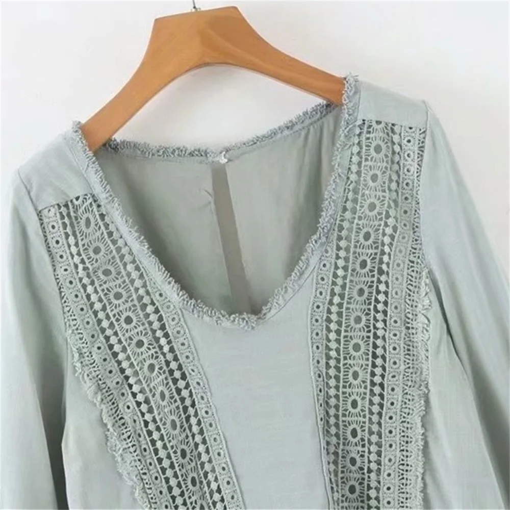 Мини платье женское весеннее кружевное с рукавами фонариками и