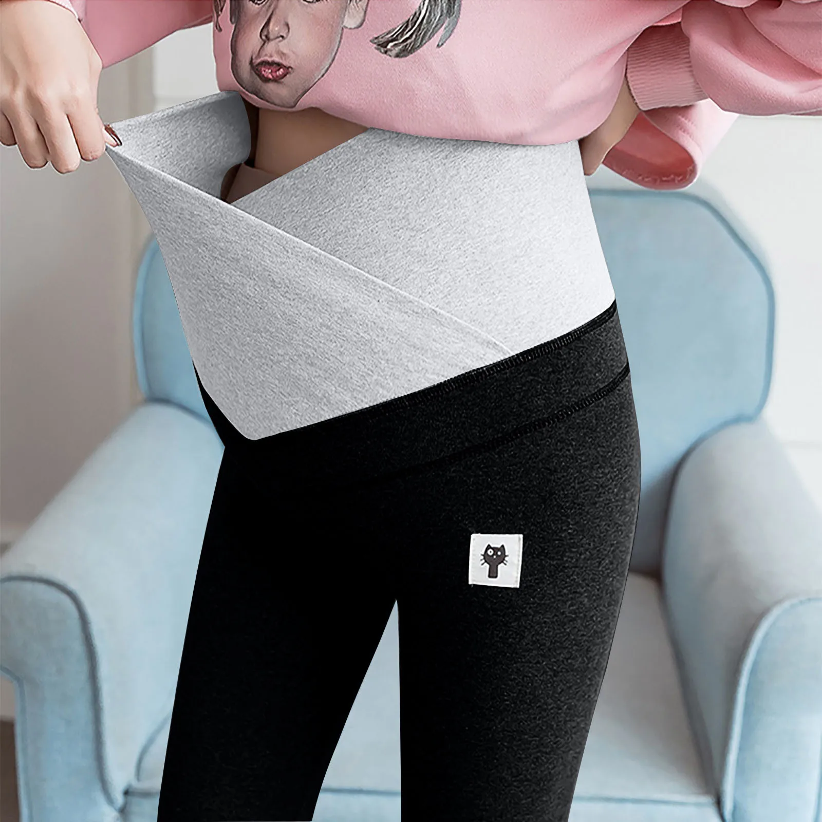 

#Women Pants Pregnancy Clothes Women's Solid Color With Cat Sign Comfortable Cat Loose Adjustable Maternity Pants For Ropa Mujer