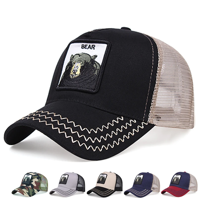 

2021 trends beer embroidery caps for men summer breathable mesh baseball cap outdoor sports hats for women Animal sun hat