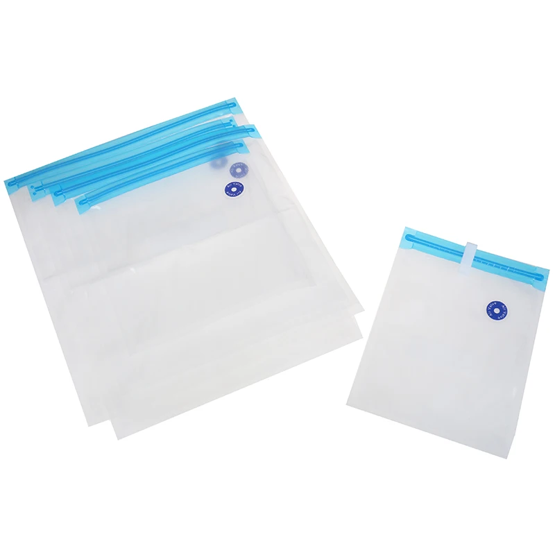 

5pcs Bag Kits Reusable Food Storage Vacuum Seal Bags With Hand Pump Bag Sealing Clips Food Wrap For Food Storage Freezing