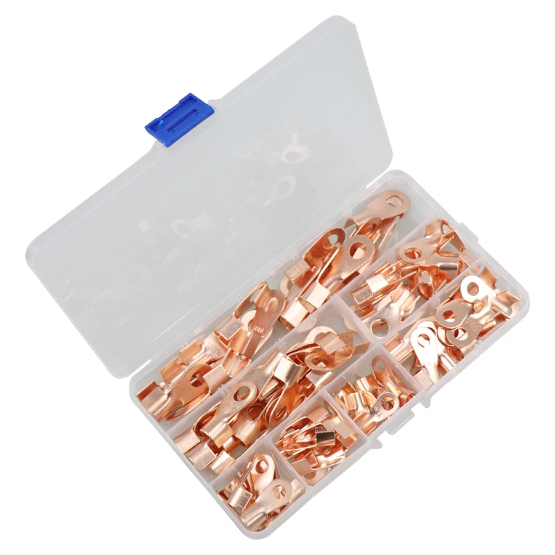 

100PCS OT Type 5A 10A 20A 30A 40A 50A 60A 80A 100A Wire Terminal Copper Bare Nose Lugs Crimp Open Mouth Cable Connector Splice