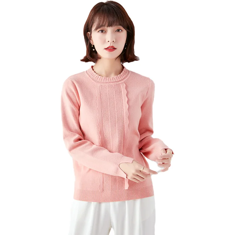

2020 Aututmn Spring Women Sweater Fashion Round Neck Casual Soild Pullovers Basic Clothes Long Sleeve Silm Elegant Kintted Tops