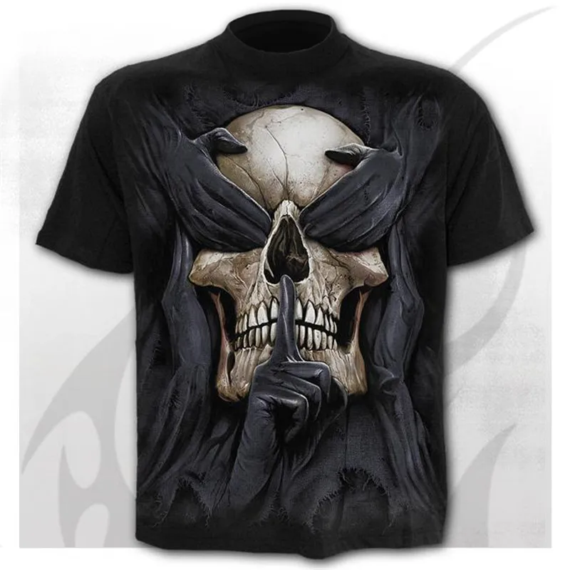 Мужская футболка с 3D-принтом черепа в стиле панк-рок летняя уличная одежда -