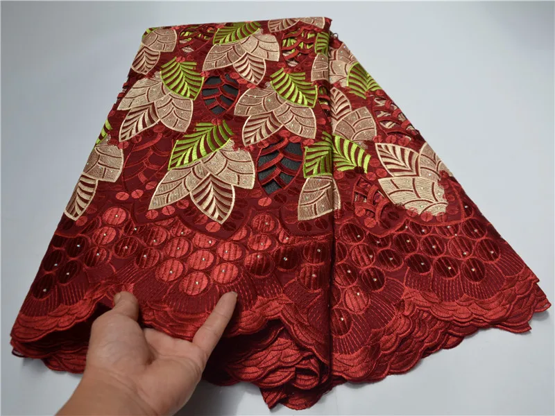 

5yards embroidery good quality african cotton lace fabric hollow out swiss voile lace for women party dress PSJN152