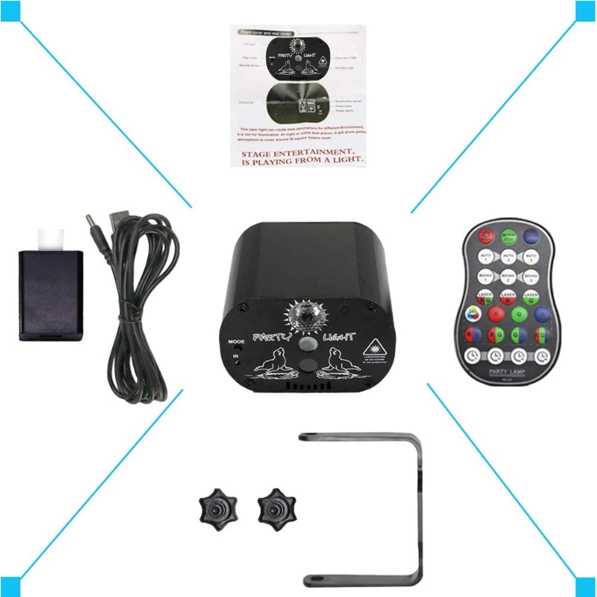 60 kinds of RGB stage lights voice control music LED disco party show USB charging mini colorful laser projector | Лампы и освещение