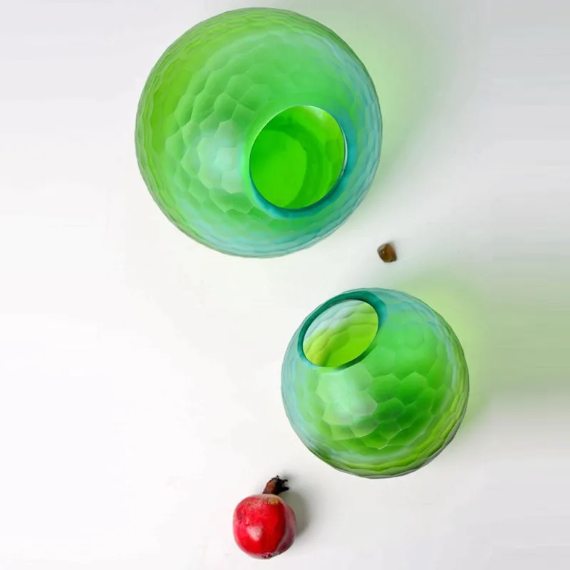 

AMERICAN STYLE MANUAL GRINDING MOMENT GRADIENT RAMP SPHEROIDAL GLASS VASE FLOWER ARRANGEMENT DECORATION X4963