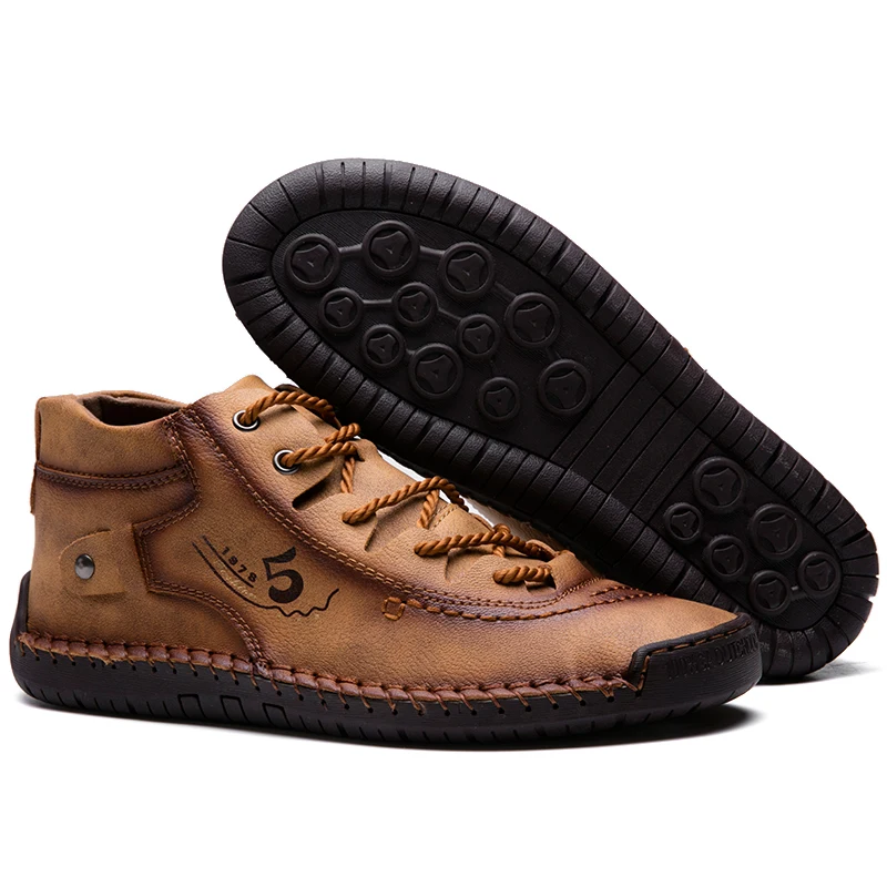 Мужские повседневные кожаные туфли в британском стиле Мокасины с высоким берцем