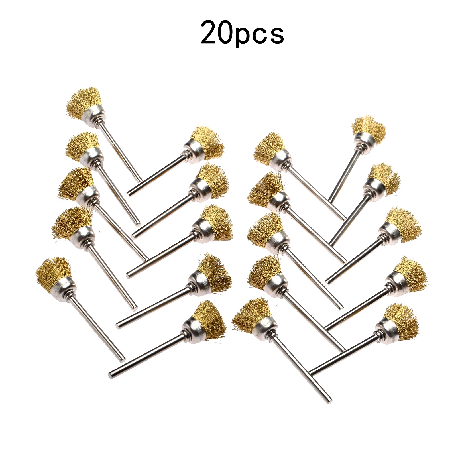 

20Pcs 15mm Buffing Polishing Brush Brass Wire Cup Brush For Dremel Rotary Tool For Cleaning Metallic Surface, Removing Rust