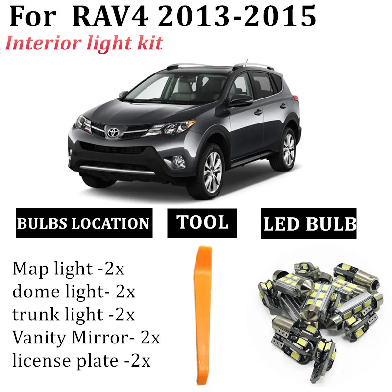10x Canbus led автомобильный комплект ламп интерьера для Toyota Rav4 RAV 4 2013 2014 2015 интерьерные