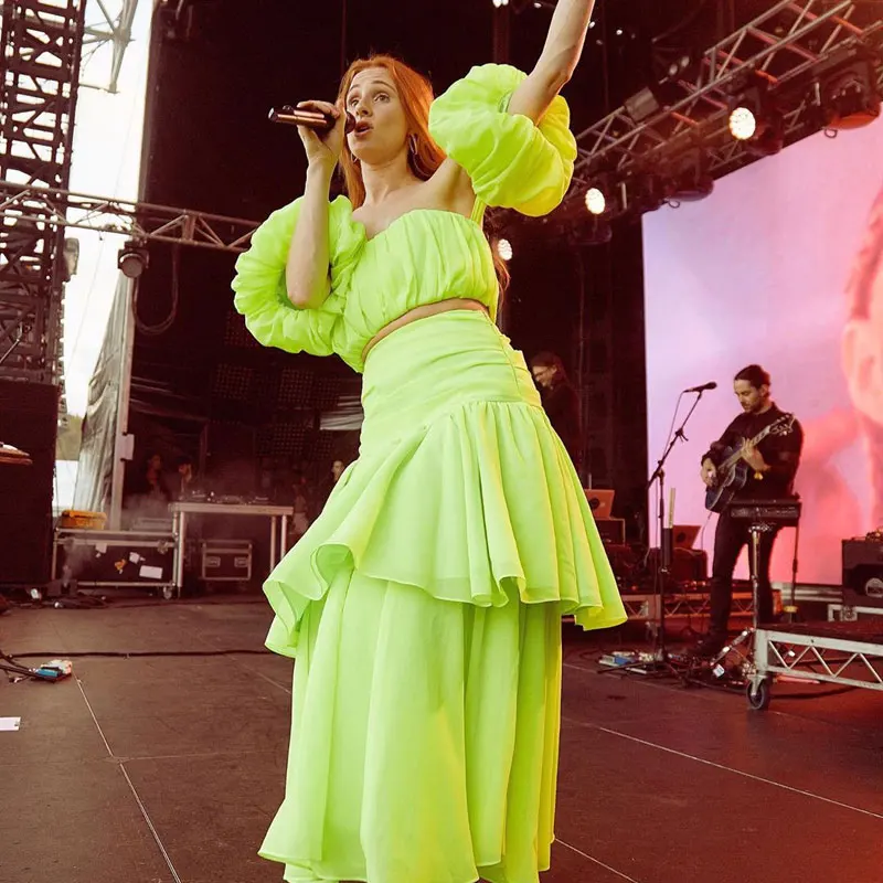 

High Quality 2020 Dolce Frill Crop Top Sexy Green Suki Bodice