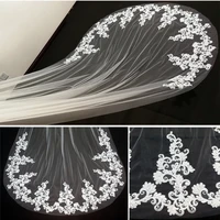 voile mariage 4m wedding veil with comb lace edge cathedral wedding veil white ivory bridal veils velos de novia 2019 largos