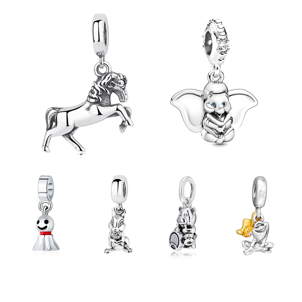 

Animals Charms 925 Silver Rabbit Bear Horse Elephant Frog Beads For Women Pendant Valentine's Day Fit Bracelets Bangle Necklace