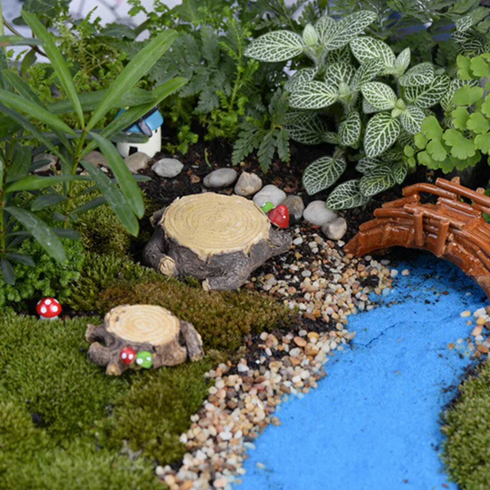 

1Pcs 2 Sizes Miniature Resin Tree Stump Craft Garden Fairy Ornament Flower Pot Plant Decoration Figurine