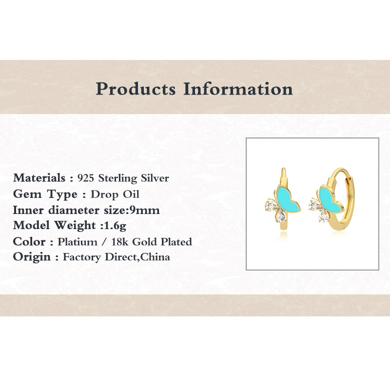

Aide 925 Sterling Silver Aretes Earrings For Women Couple Butterfly Engagement Gift pendientes plata 925 Hoop Huggie Ear ring