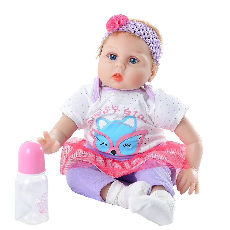 

55CM Cute Headscarf Reborn Doll Vinyl Limbs Friendly PP Cotton Filled Boys and Girls Birthday Christmas Gift Interactive Doll