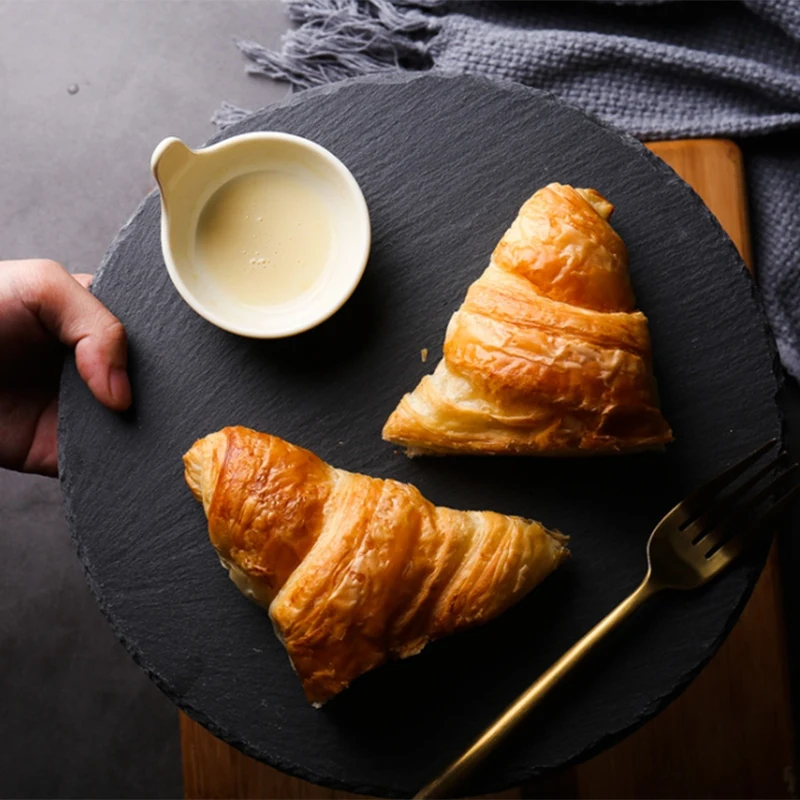 20 см новые западные круглые натуральные тарелки для стейков сланец обеденная