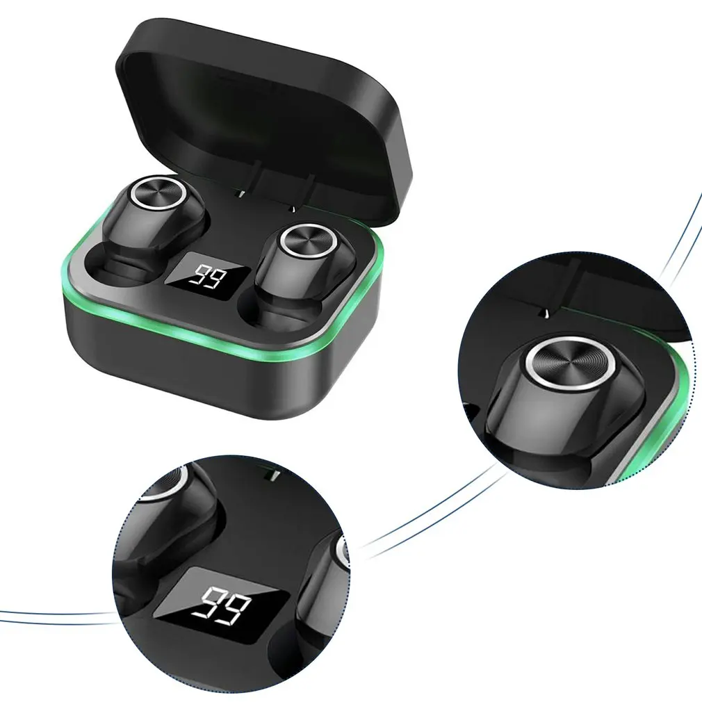 

300mAh LED Display Wireless Earphones Headphones Earbuds Sports Headset Waterproof 8D Gaming Headset For Phone 12