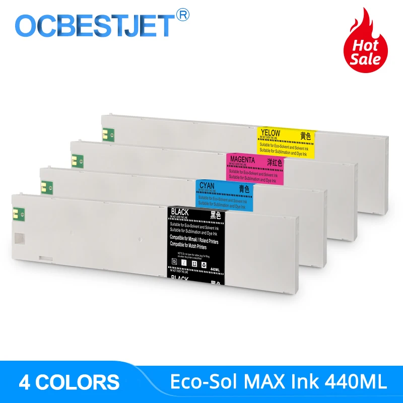 

440ML ECO-SOL MAX Replacement Ink Cartridge ESL3 For Roland BN-20 SolJet PRO II VersaCAMM SP-i Series Printers (4Colors/Set)
