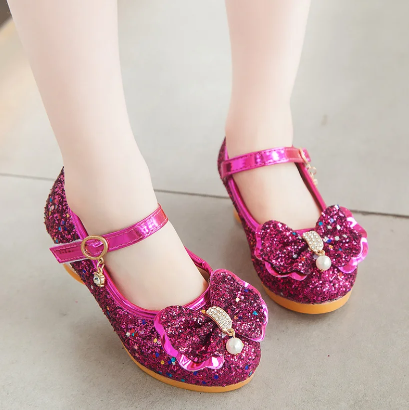 Сезон весна лето кожаная обувь принцессы для девочек детская платье сандалии с