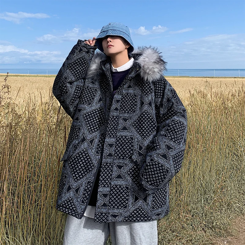 

Утепленная Мужская зимняя куртка, парки, пальто, ветрозащитная Роскошная уличная черная куртка, Блузон на молнии, Мужская зимняя одежда с уз...