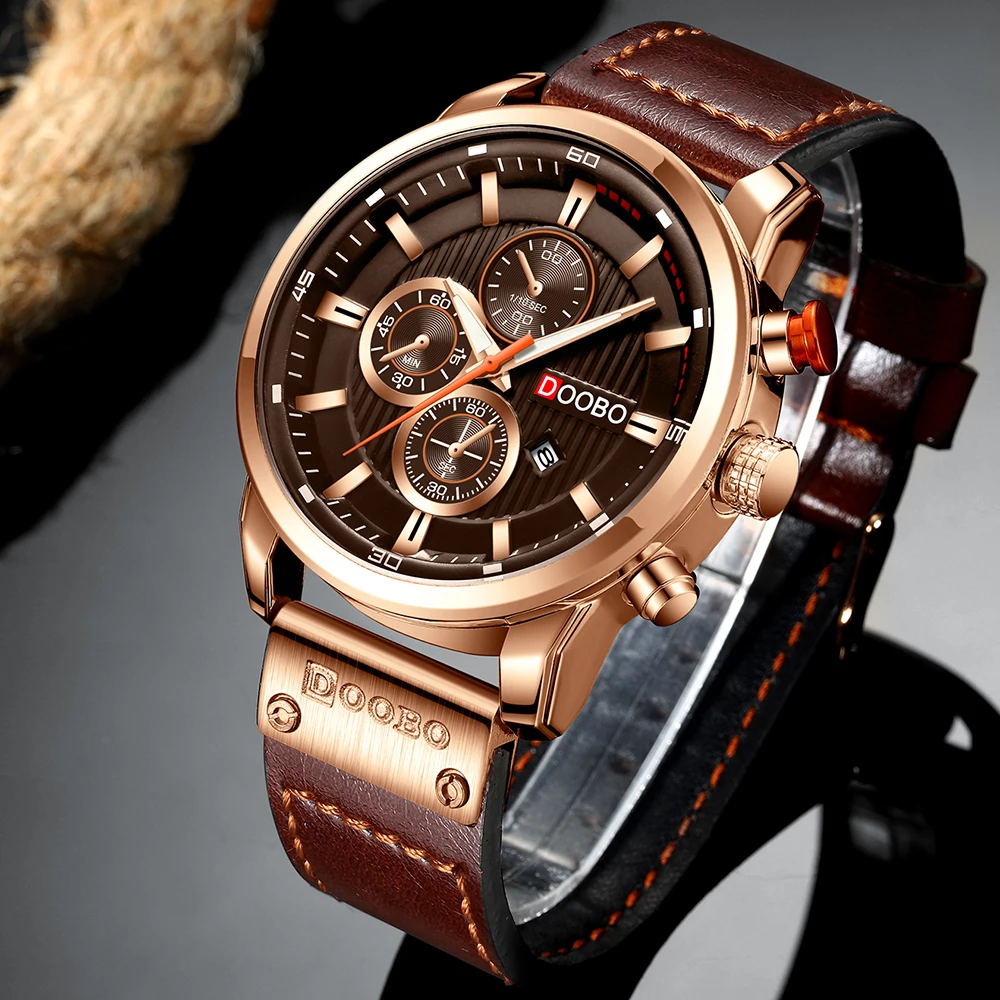 DOOBO Luxury Brand Men Analog Leather Sports Watches Men's Army Military Watch Male Date Quartz Clock Relogio Masculino D042 | Наручные