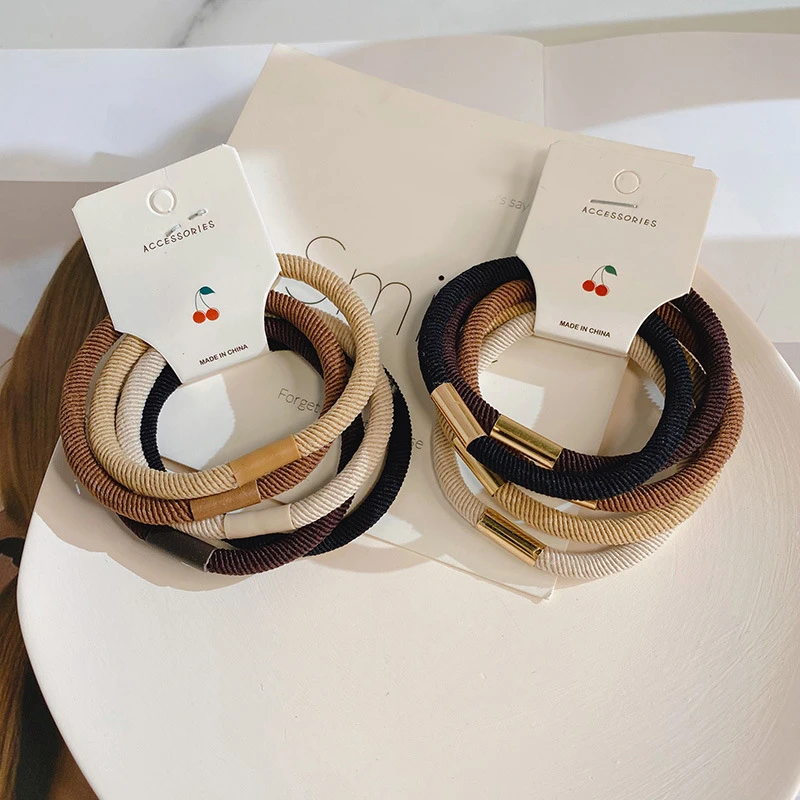 

5 шт. черная коричневая саржевая резинка, резинки для волос, кольца, женские эластичные резинки для волос для девочек, резинки для волос, держ...