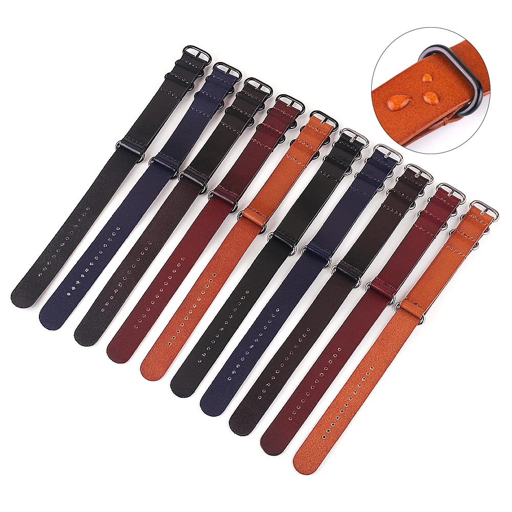 Ремешок кожаный ZULU для наручных часов мужчин и женщин браслет с пряжкой