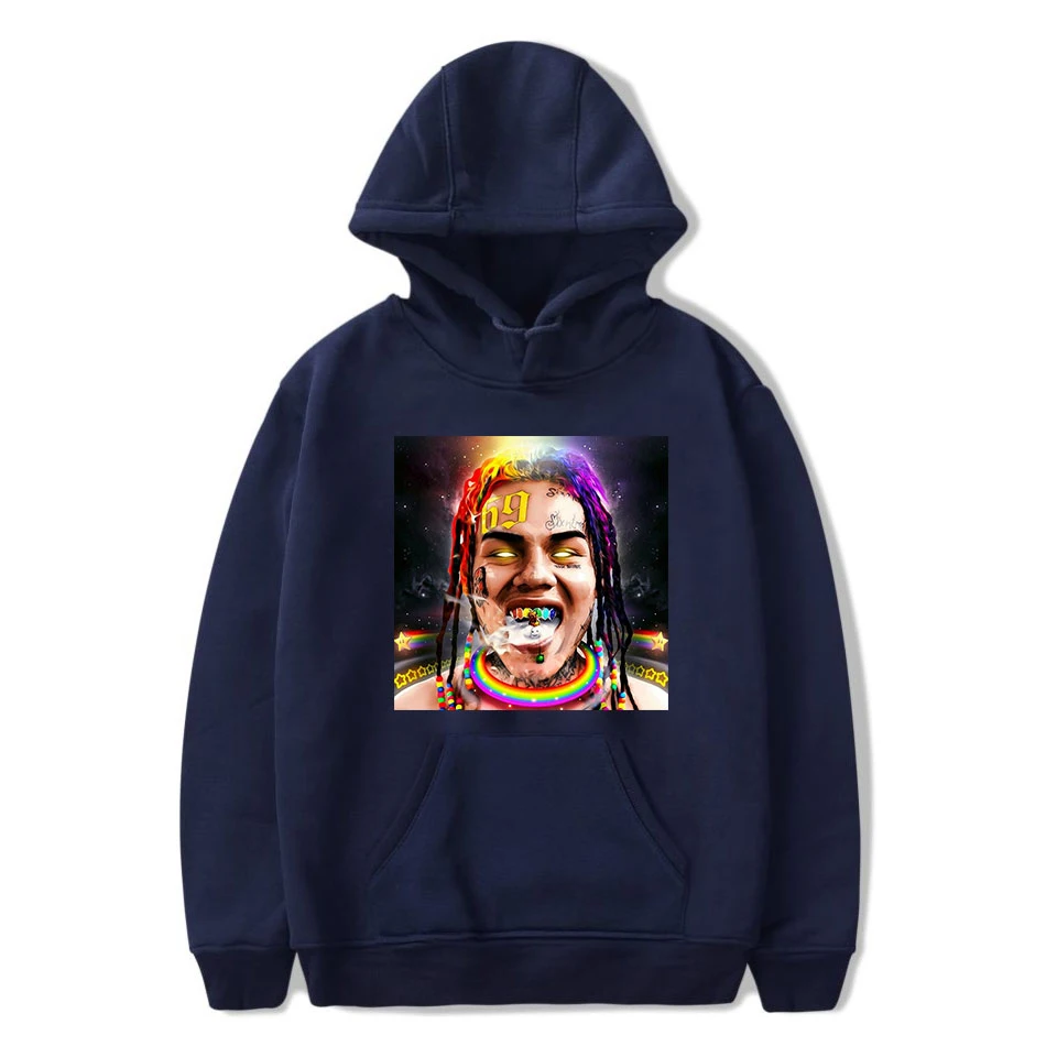 Толстовка 6ix9ine с капюшоном повседневные мужские толстовки GOOBA длинным рукавом и
