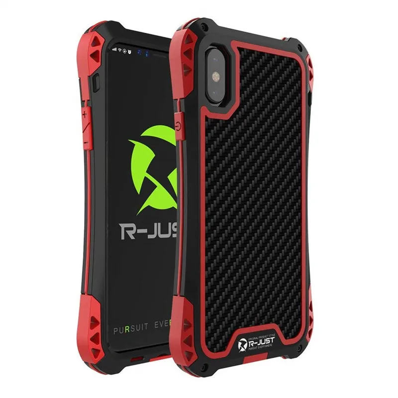 Amira-funda R-JUST para tel&eacute;fono m&oacute;vil Apple, carcasa de lujo de aluminio y fibra de carbono para iPhone 13 11 Pro Max XR-0