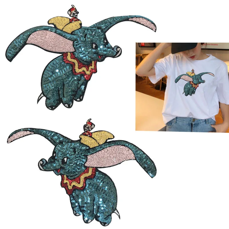 Модные Милые 3D Дамбо расшитые блестками нашивки железа/сшитая одежда сумки