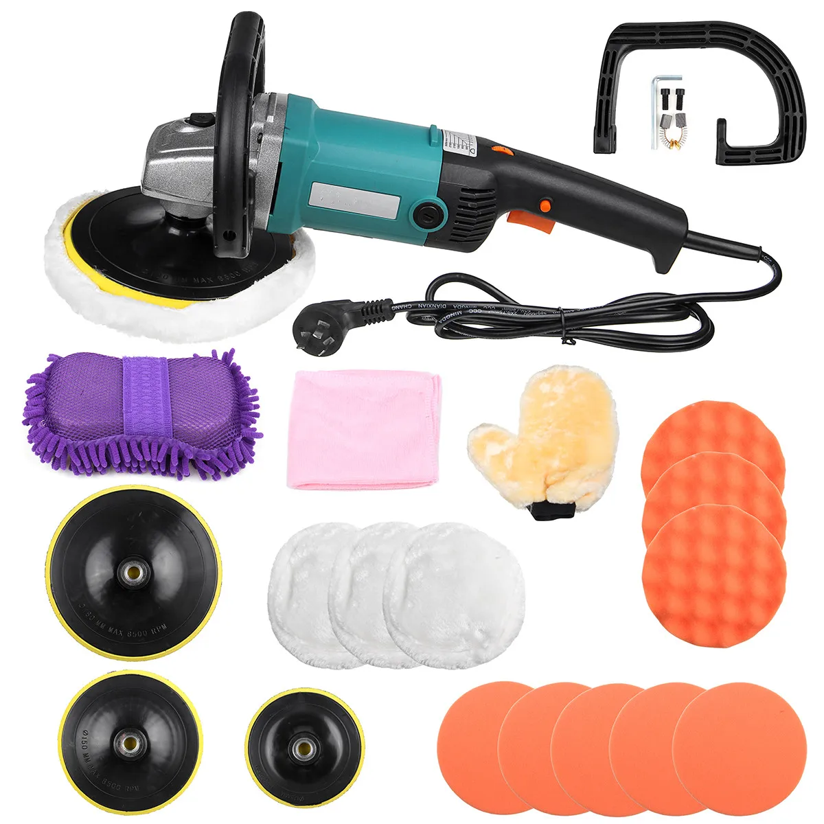 

1600W 220V Electric Polisher 3000rpm 180mm Variable Speed Auto Polishing Machine Car Polisher Floor Sanding Waxing Tools