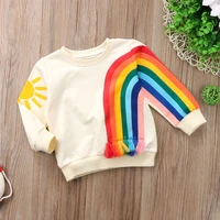 autumn baby girls boys rainbow t shirt toddler sweatshirts tops long sleeve colourful tassel t shirt pullover kids clothes