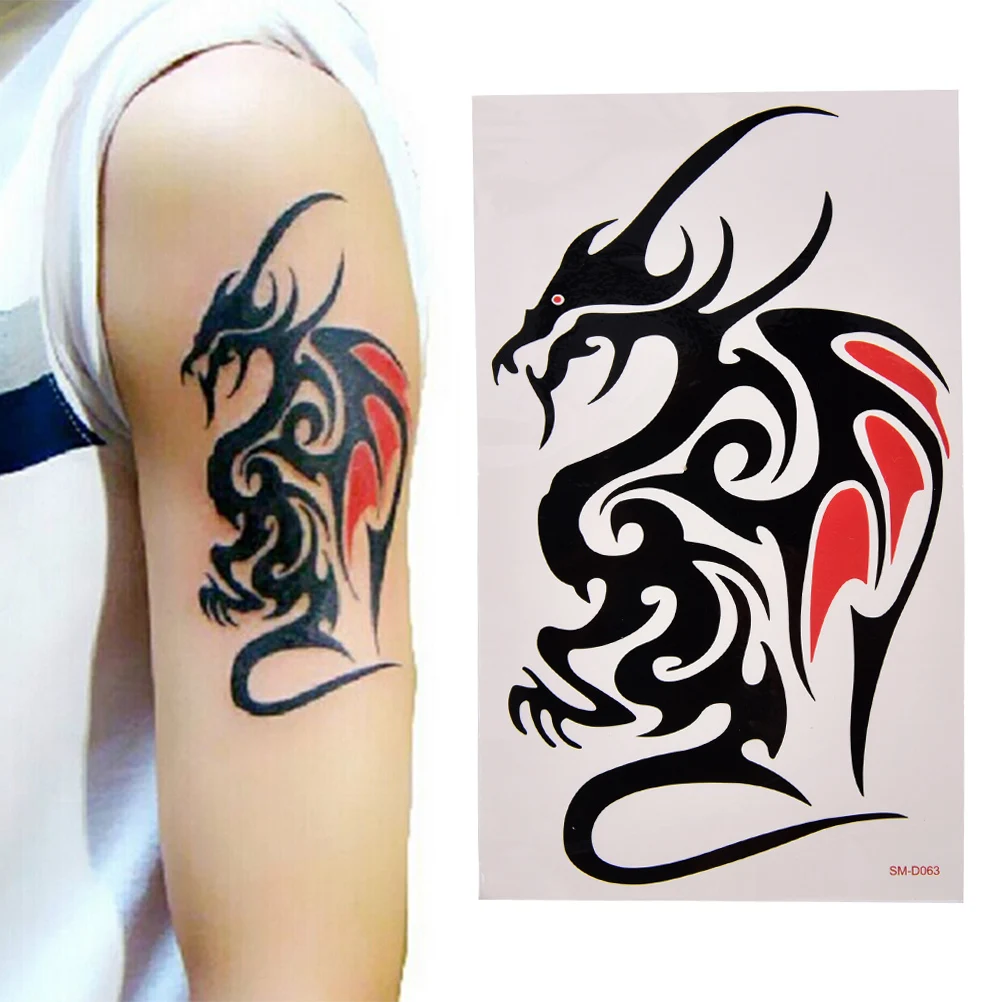 1 Sheet Waterproof Big Large Full Back Chest Tattoo Sticker Wolf Tiger Dragon Body Art Temporary for Women Men Tattoo images - 6