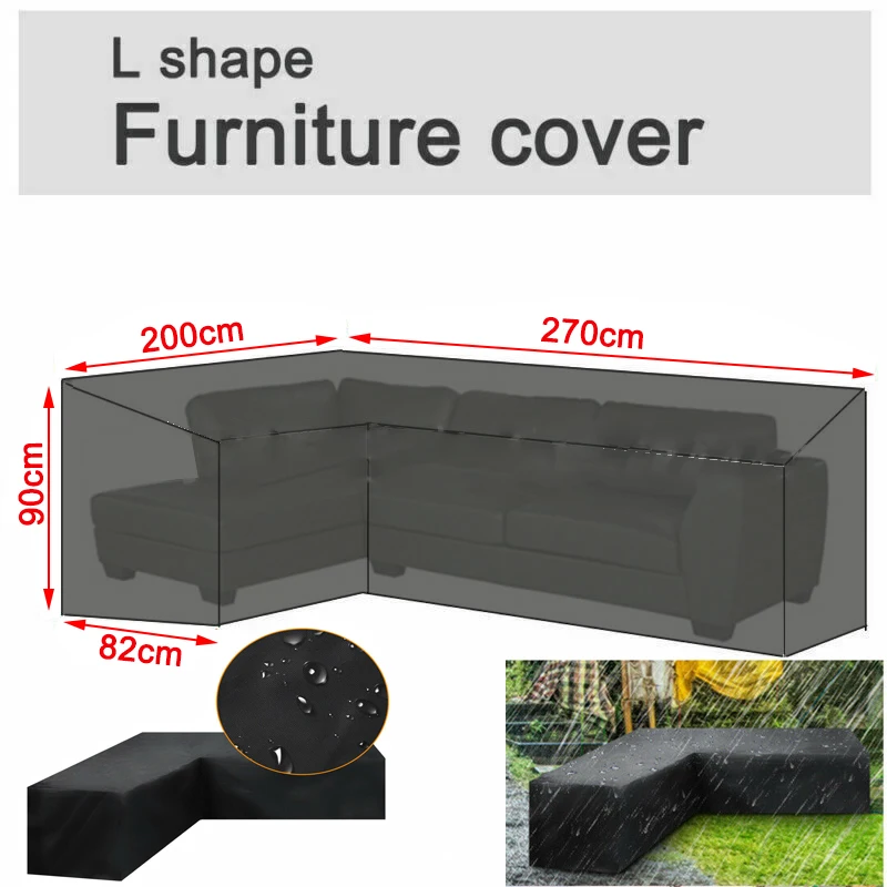 200x270x82x90cm Водонепроницаемый L форма Мебель Чехол Открытый сад диван из ротанга для патио пылезащитный V Форма d плесень устойчивый чехол - Цвет: 200x270x82x90cm