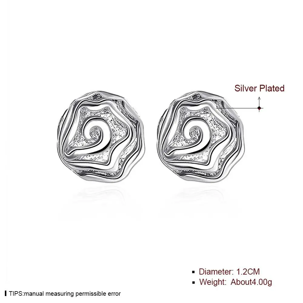 

Fine Jewelry 925 Sterling Silver Plant Rose Flower Stud Earrings For Women Female Party Accessories Gift