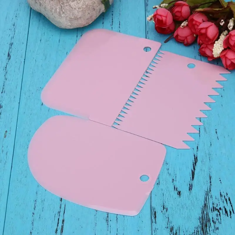 3 шт./компл. пластиковый нож для теста глазурь скребок мастики зазубренные края