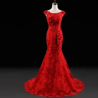 sexy mermaid beading handmade flowers lace red lace evening bridal gown vestido de noiva longo 2018 mother of the bride dresses