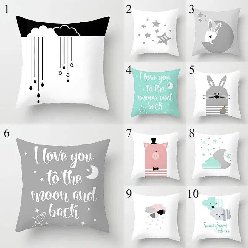 Простой полиэфирная наволочка подушки премиум-класса луна звезда образец белого