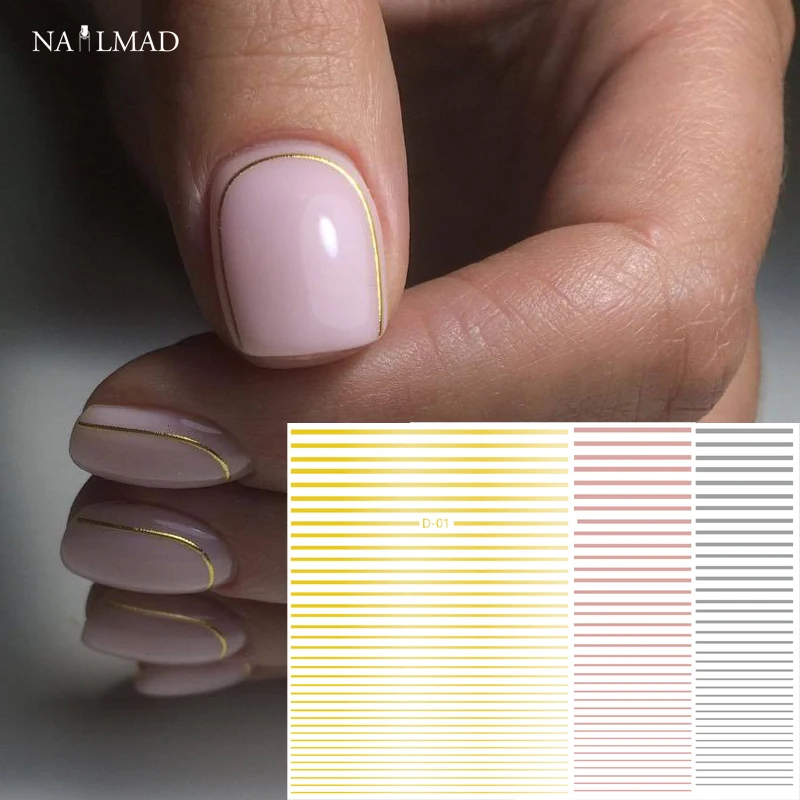 aliexpress.com - 1pc Gold 3D Nail Sticker Curve Stripe Lines Nails Stickers Adhesive Striping Tape Nail Art Stickers Decals Rose Gold Silver